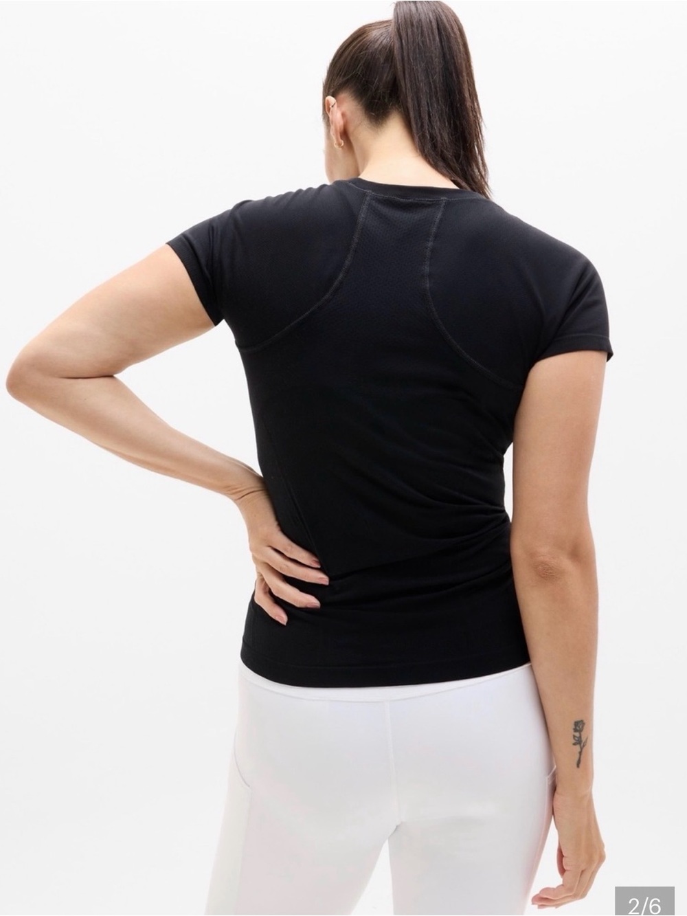 * Athleta Momentum Black Women's Short-Sleeve Tee SZ Medium * - Picture 5 of 9